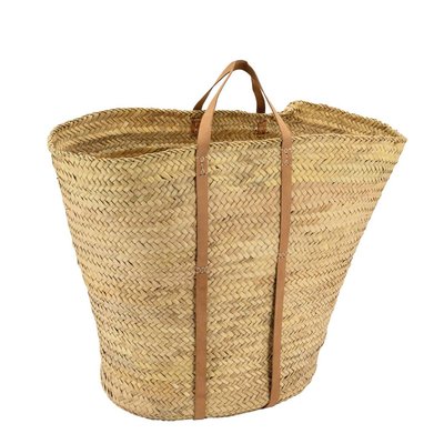 Maxi cabas en palmier avec anses en cuir AUBRY GASPARD