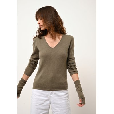 JOAN pull col v army en cachemire JUST CASHMERE