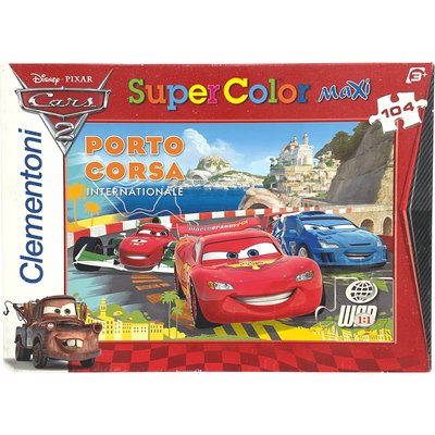 Puzzle 104 pièces Disney Pixar Cars 2 Porto Corsa Internationale - Bon état CLEMENTONI