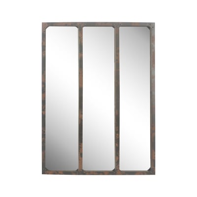 Miroir industriel 3 bandes effet rouillé avec rivets 60x80cm EMDE