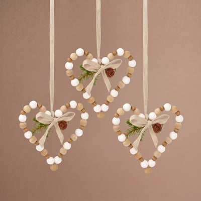 Coeur natura à suspendre de noël décorative D14 NOËL SIA