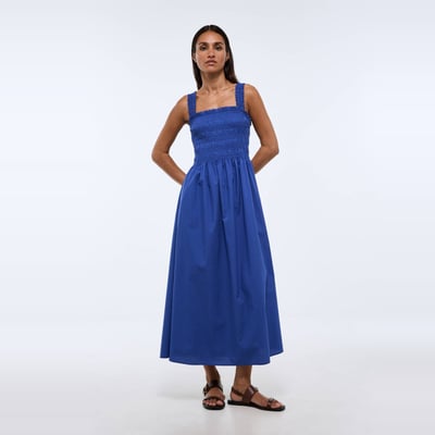 Robe midi smockée en coton BIO GOTS MONOPRIX