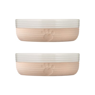 Set of 2 Heart Paw Pet Bowls 15cm MASON CASH