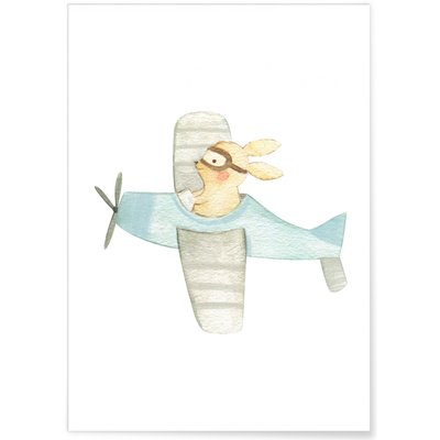 Affiche Enfant Lapine Avion L'AFFICHERIE