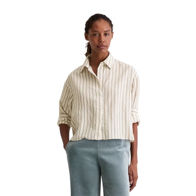 Blouse à rayures crinkle relaxed cropped en LENZING™ ECOVERO™ MARC O'POLO