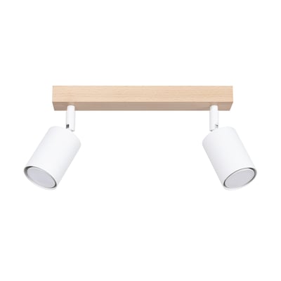 Plafonnier Acier Bois/Blanc GU10 2 Verdo EDEN