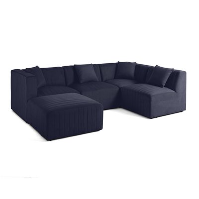 Canapé d'Angle droit en Velours 5 places - NOVA LISA DESIGN