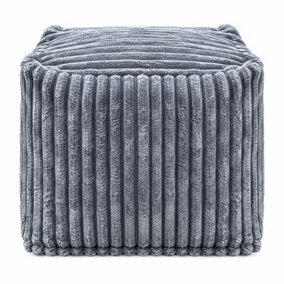 Pouf carré velours grosses côtes gris VISBY PIER IMPORT