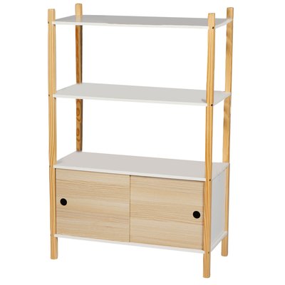 Étagère sur pied chambre enfant bois et blanc 70x30x106cm WADIGA