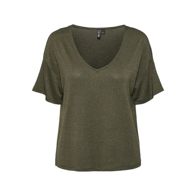 Camiseta oversize con rayas finas brillantes PIECES