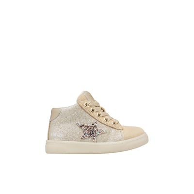 Baskets en suède et tissu pailleté PINN HIGH ZIP. NATURINO