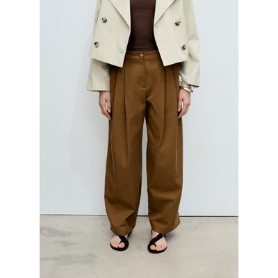 Pantalon wideleg mélange coton et lyocell MANGO