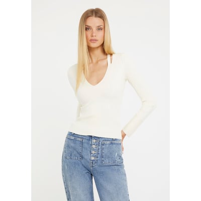 Pull Viscose Mélangée Encolure V GUESS