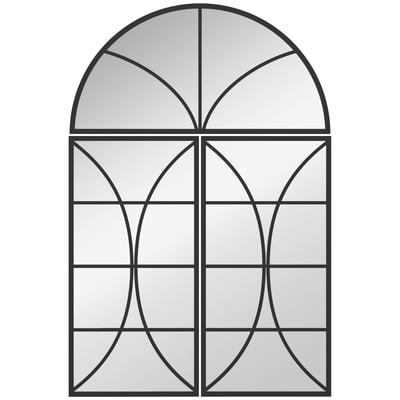 Miroir mural Verre trempé Noir HOMCOM