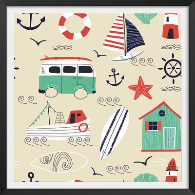 Affiche enfant vacances à la mer HEXOA