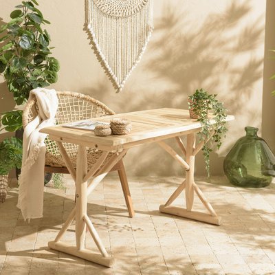 Bureau exotique rondins de teck naturel MANAK PIER IMPORT