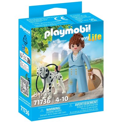 Femme d'affaire avec sac à main et son Dalmatien PLAYMOBIL