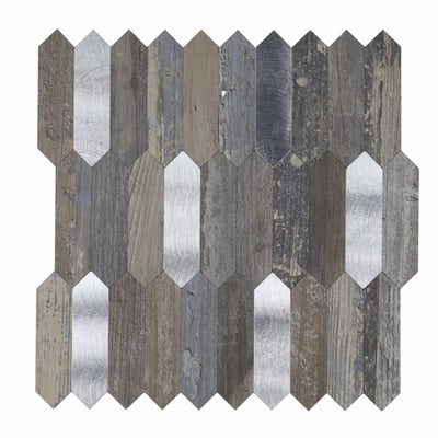 Crédence adhésive murale 3D  - Effet bois et métal 4 pièces DOUCEUR D'INTÉRIEUR