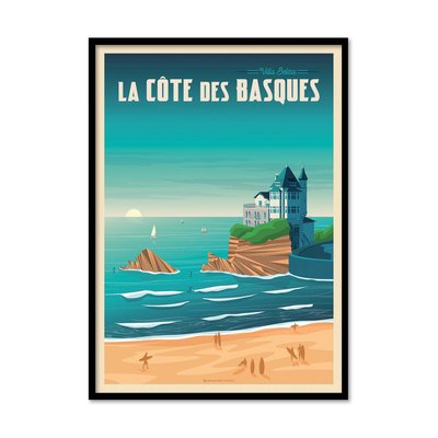 Affiche d’art et cadre noir 30 x 40 cm - Biarritz - Olahoop Travel Posters WALL EDITIONS