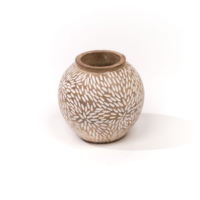 Vase arrondi motif devant bois MANGO WOOD FACTORY