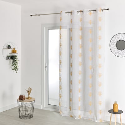 Voilage brodé éventail avec œillets - QABANE HOME MAISON