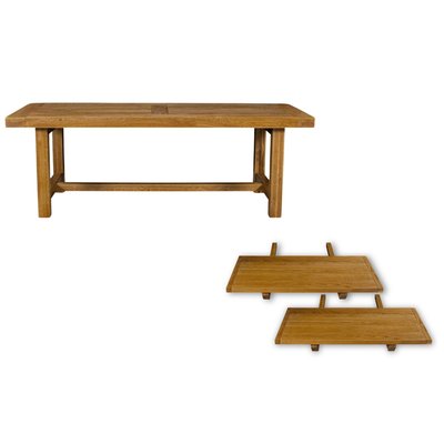 Table de ferme en chêne moyen massif + 2 allonges L220/320 - LA BRESSE HELLIN, DEPUIS 1862