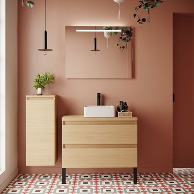 Ensemble vasque posée 2 tiroirs + miroir - HUDSON HOMIFAB