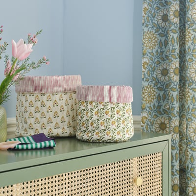 Set of 2 Sivali Cotton Quilted Reversible Baskets LA REDOUTE INTERIEURS