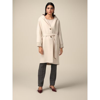Manteau sans doublure à capuche en drap de laine mélangée OLTRE