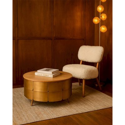 Table basse dorée en laiton et manguier style glamour élégant RECOLLECTION