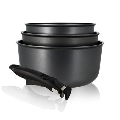 Set 3 casseroles 16/18/20cm en aluminium, MARIE MENASTYL