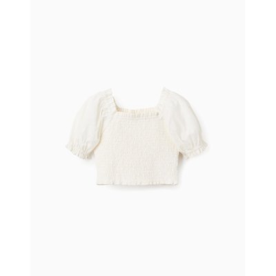 Top avec Broderie Anglaise et Manches Bouffantes ZIPPY