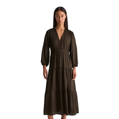 Robe à volants décontractée en satin de viscose fluide MARC O'POLO