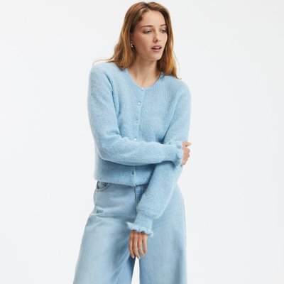 Кардиган из смеси альпаки с манжетами с рюшами LA REDOUTE COLLECTIONS