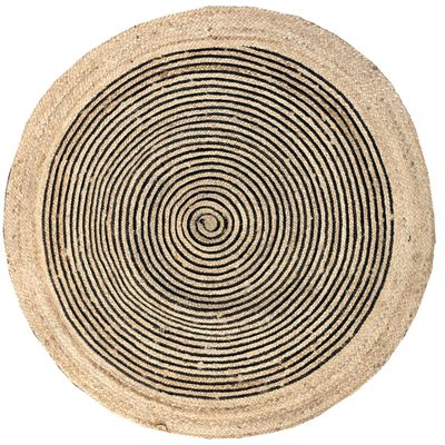 Tapis rond en jute et coton noir Diamètre 120 cm AUBRY GASPARD