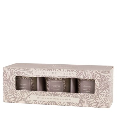 Set of 3 Cashmere Woods Candles in Cashmere / Bergamot / Vanilla & Amber Fragrance ÉDITÉ