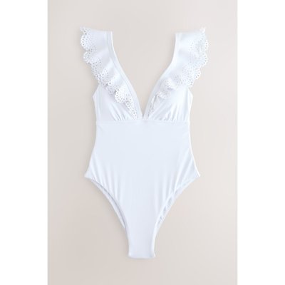 Maillot de bain gainant pigeonnant à volants NEXT
