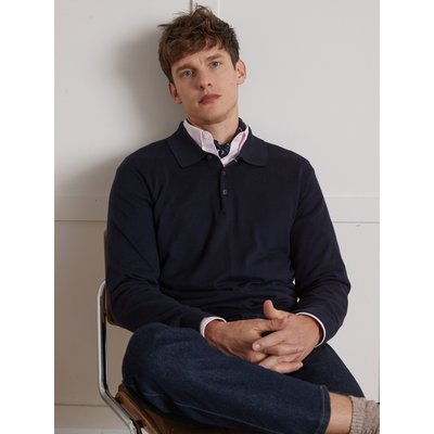 Pull col polo coton, soie et cachemire CYRILLUS