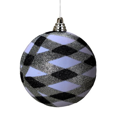1 boule blanche argent et noir de noel DOUCEUR D'INTÉRIEUR