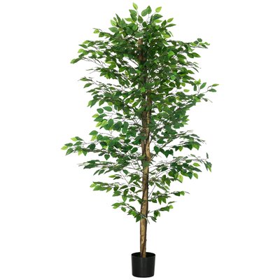 Plante artificiel ficus hauteur 1,8 m grand réalisme pot inclus HOMCOM