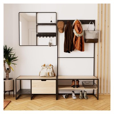 Ensemble d'entrée banc +miroir +portant WILKO MOB IN