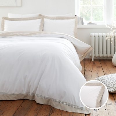 Oxford Lace 100% Cotton Duvet Cover and Pillowcase Set BIANCA FINE LINENS