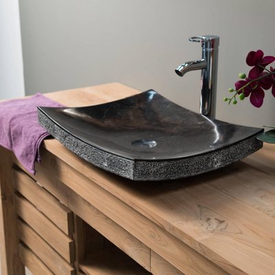 Vasque en pierre marbre rectangle poser 50cm GÈNES WANDA COLLECTION