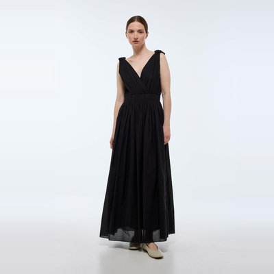 Robe longue cintrée unie contenant du coton MONOPRIX