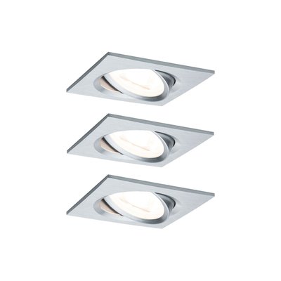 Kit 3 Spots Led Nova Carré Gu10 Orientables À Encastrer Alu 6,5w PAULMANN