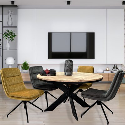 Table repas ronde chêne blanc 140 cm extensible PALERME PIER IMPORT