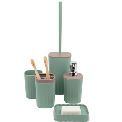 Set complet pour salle de bain polypropylène vert 5 pièces WADIGA