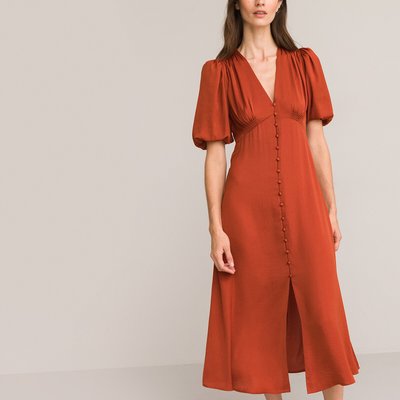 Платье длинное, v-образный вырез, короткие рукава с напуском LA REDOUTE COLLECTIONS