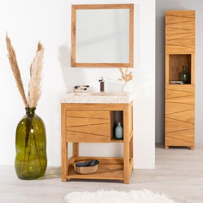 Meuble en teck massif rectangle + vasque 67cm COSY WANDA COLLECTION