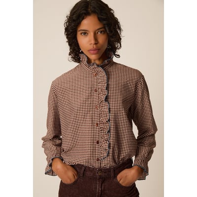 Blouse à carreaux et col montant volanté, SULLI DES PETITS HAUTS